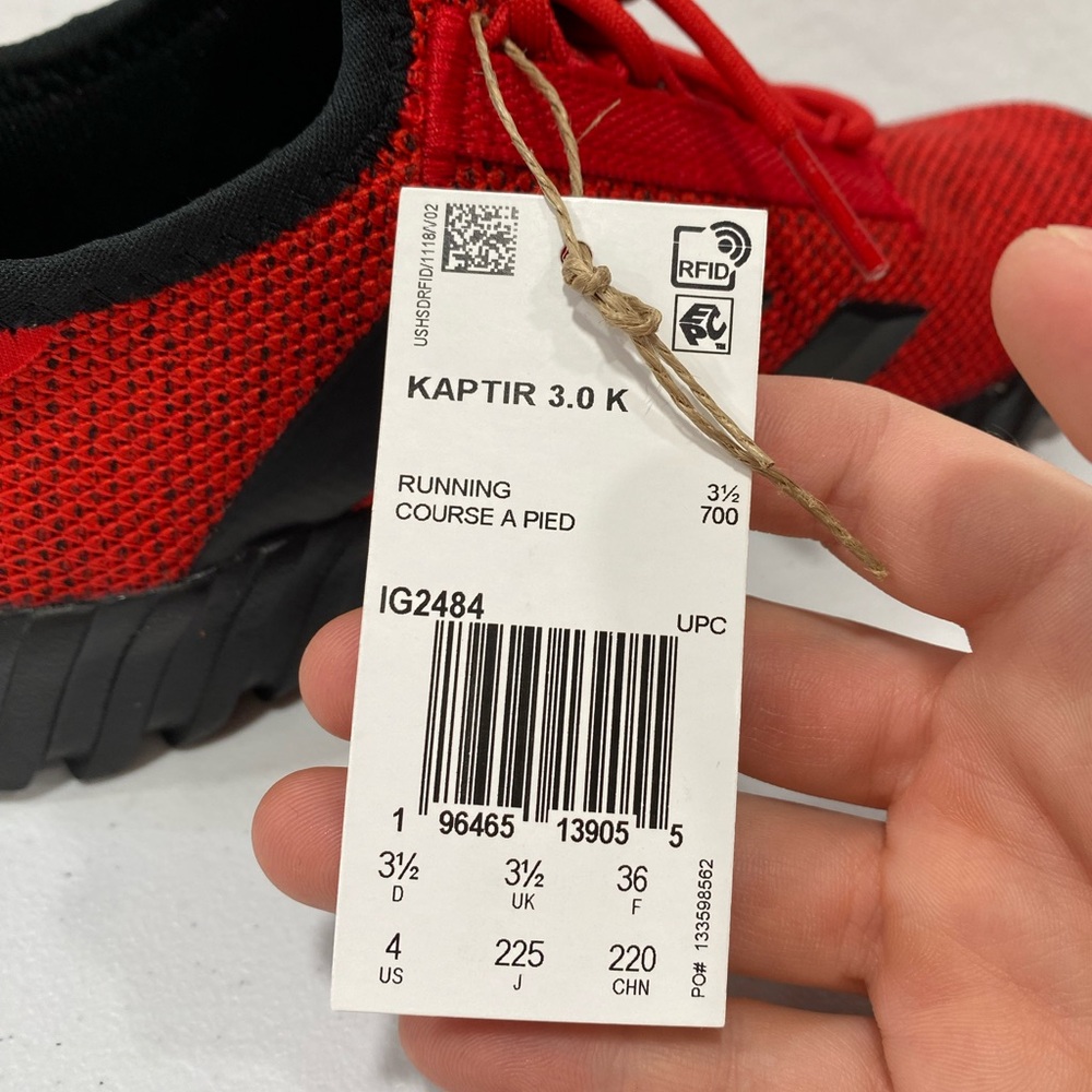 NIB Adidas Red & Black Sneakers Kids Size 4 Kaptur 3.0 Running Shoes Women’s 5.5 - Picture 10 of 13